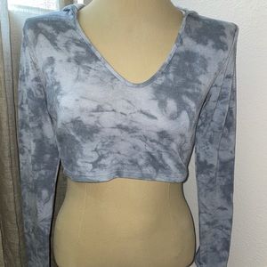 Crop top blue tie die hoodie